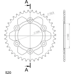 Alu-Rear Sprocket / Chain Wheel Supersprox 520/39t black 51602AK39