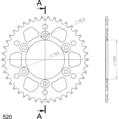 Alu-Rear Sprocket / Chain Wheel Supersprox 520/42t black 51602AK42