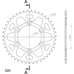 Alu-Rear Sprocket / Chain Wheel Supersprox 520/43t black 51602AK43