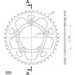 Alu-Rear Sprocket / Chain Wheel Supersprox 520/42t black 51613AK42