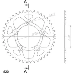 Alu-Rear Sprocket / Chain Wheel Supersprox 520/44t black 51613AK44