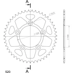 Alu-Rear Sprocket / Chain Wheel Supersprox 520/47t black 51613AK47