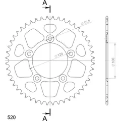 Alu-Rear Sprocket / Chain Wheel Supersprox 520/48t red 51613AR48