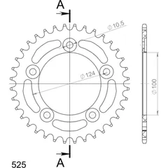 Alu-Rear Sprocket / Chain Wheel Supersprox 525/36t black