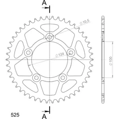 Alu-Rear Sprocket / Chain Wheel Supersprox 525/46t gold