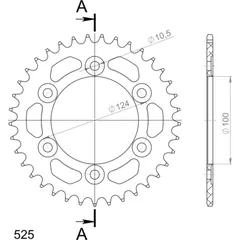 Alu-Rear Sprocket / Chain Wheel Supersprox 525/37t black