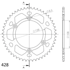Alu-Rear Sprocket / Chain Wheel Supersprox 428/51t black