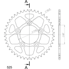 Alu-Rear Sprocket / Chain Wheel Supersprox 525/44t black 15404AK44