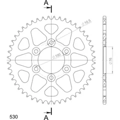 Alu-Rear Sprocket / Chain Wheel Supersprox 530/48t black 15902AK48