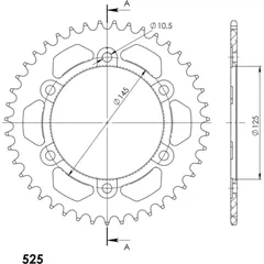 Alu-Rear Sprocket / Chain Wheel Supersprox 525/43t black 12603AK43