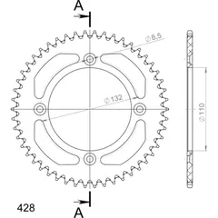 Alu-Rear Sprocket / Chain Wheel Supersprox 428/50t silver 72200AV50