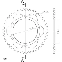 Alu-Rear Sprocket / Chain Wheel Supersprox 525/44t orange