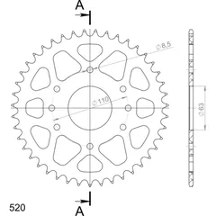 Alu-Rear Sprocket / Chain Wheel Supersprox 520/43t orange 72306AO43