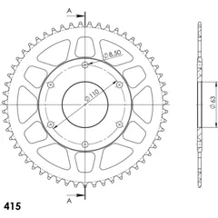 Alu-Rear Sprocket / Chain Wheel Supersprox 415/55t orange
