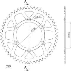 Alu-Rear Sprocket / Chain Wheel Supersprox 520/53t blue 72304AB53