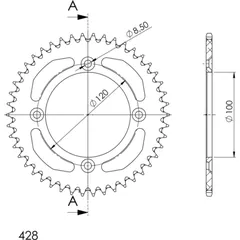 Alu-Rear Sprocket / Chain Wheel Supersprox 428/46t black 15104AK46