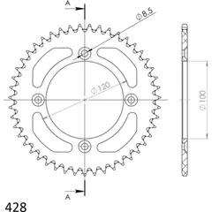Alu-Rear Sprocket / Chain Wheel Supersprox 428/47t blue