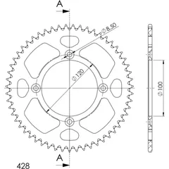Alu-Rear Sprocket / Chain Wheel Supersprox 428/56t black 15104AK56