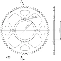 Alu-Rear Sprocket / Chain Wheel Supersprox 428/63t black