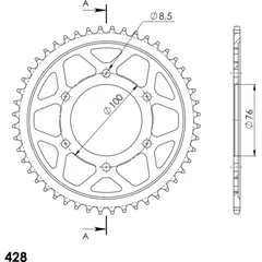 Steel Edge-Rear Sprocket / Chain Wheel Supersprox 428-48t black 12222-K48