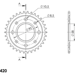 Steel Edge-Rear Sprocket / Chain Wheel Supersprox 420-34t black