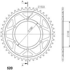 Steel Edge-Rear Sprocket / Chain Wheel Supersprox 520-44t black