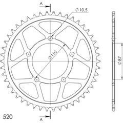 Steel Edge-Rear Sprocket / Chain Wheel Supersprox 520-46t black 14405-K46