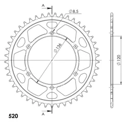 Steel Edge-Rear Sprocket / Chain Wheel Supersprox 520-45t black 12304-K45
