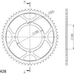 Steel-Rear Sprocket / Chain Wheel Supersprox 428/56t black 92240-56
