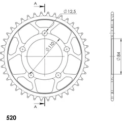 Steel-Rear Sprocket / Chain Wheel Supersprox 520/40t black 31225-40