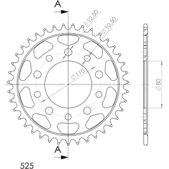 Steel-Rear Sprocket / Chain Wheel Supersprox 525/39t black