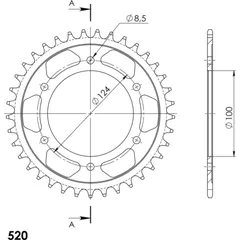 Steel-Rear Sprocket / Chain Wheel Supersprox 520/37t black 31412-37
