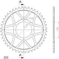Steel-Rear Sprocket / Chain Wheel Supersprox 525/44t black 16610-44