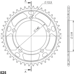 Steel-Rear Sprocket / Chain Wheel Supersprox 525/44t black 14508-44