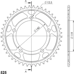 Steel-Rear Sprocket / Chain Wheel Supersprox 525/45t black 14508-45
