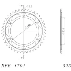 Steel-Rear Sprocket / Chain Wheel Supersprox 525/44t black 14506-44