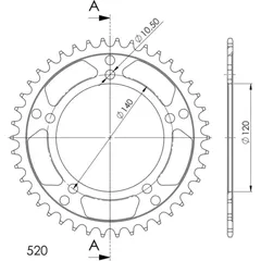 Steel-Rear Sprocket / Chain Wheel Supersprox 520/42t black 15605-42