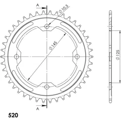 Steel-Rear Sprocket / Chain Wheel Supersprox 520/42t black 12509-42