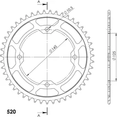 Steel-Rear Sprocket / Chain Wheel Supersprox 520/47t black 12509-47