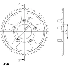 Steel-Rear Sprocket / Chain Wheel Supersprox 428/50t black 30232-50