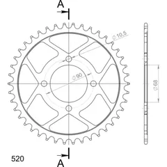 Steel-Rear Sprocket / Chain Wheel Supersprox 520/42t black