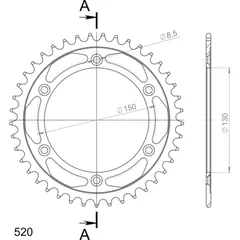 Steel-Rear Sprocket / Chain Wheel Supersprox 520/41t black 30245-41