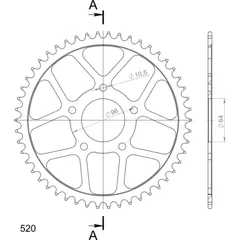 Steel-Rear Sprocket / Chain Wheel Supersprox 520/50t black 10301-50