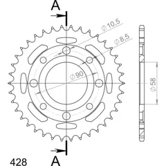 Steel-Rear Sprocket / Chain Wheel Supersprox 428/38t black