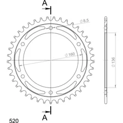 Steel-Rear Sprocket / Chain Wheel Supersprox 520/41t black 35304-41