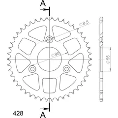 Steel-Rear Sprocket / Chain Wheel Supersprox 428/46t black 36617-46