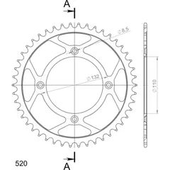 Steel-Rear Sprocket / Chain Wheel Supersprox 520/46t black 71307-46