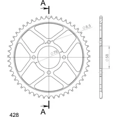 Steel-Rear Sprocket / Chain Wheel Supersprox 428/51t black 14201-51