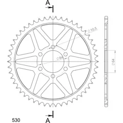 Steel-Rear Sprocket / Chain Wheel Supersprox 530/50t black 14400-50