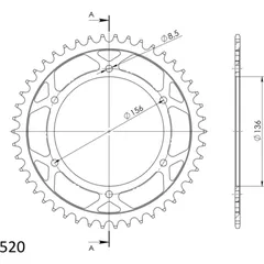 Steel-Rear Sprocket / Chain Wheel Supersprox 520/46t black 30817-46